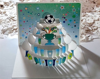 Carte d'anniversaire de football, carte pop-up, carte pour elle, carte pour lui - Fabriquée au Royaume-Uni (P116)