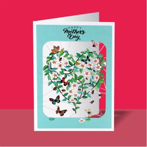 Einzigartige Muttertagskarten, Muttertag, Muttersonntag, Muttertag, Muttertag, Karte für Mutter, Herz, Biene & Schmetterlinge, (Pmm303)