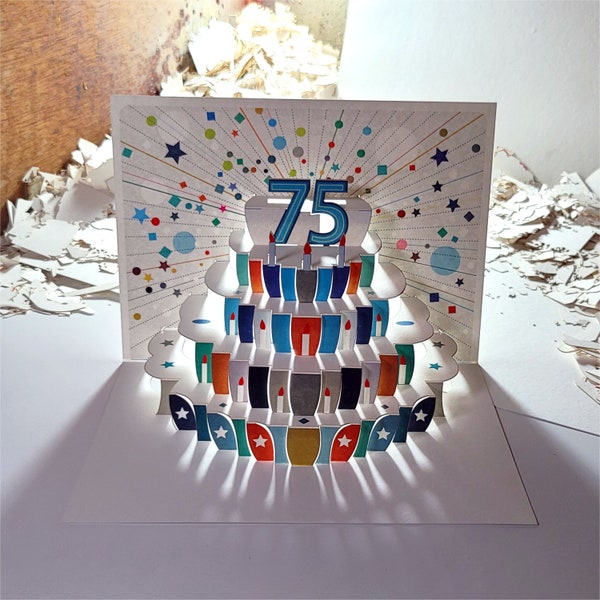 75th Birthday Pop Up Card, Age 75th Birthday Card, 75 age card, Card for her, Card for him - Made in the UK (P075)