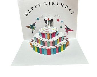 Happy Birthday Hummingbird Pop Up Card, Birthday Card, Happy Birthday card, Card for her, Card for him, Hummingbird Card- Made in the UK
