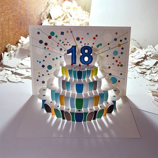 Biglietto pop-up per il 18° compleanno, Biglietto di compleanno per 18 anni, Biglietto per 18 anni, Biglietto per lei, Biglietto per lui - Prodotto nel Regno Unito (PO18)