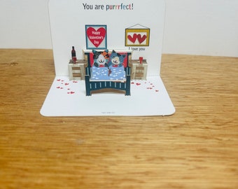 Mini carte de Saint-Valentin, Mini carte pop-up, Carte pour les amoureux des chats, Vous êtes parfait, Ensemble pour toujours, Je t'aime