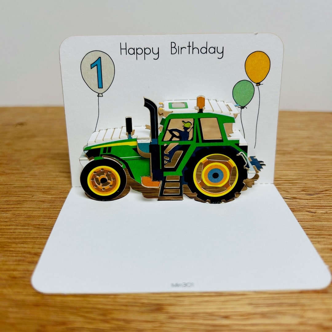 Mini Happy Birthday Tractor Card, Ages 1,2,3,4,5,6,7,8,9,10