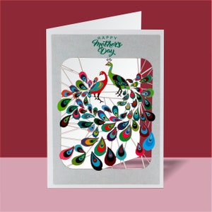Einzigartige Muttertagskarte, Muttertag, Muttersonntag, Muttertag, Muttertag, Karte für Mama, Pfauenkarte, Karte für sie, (Pmm301)