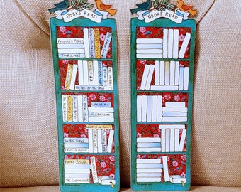 Bookmark Reading Tracker - Green and Red - Book Tracker - Reading Diary - Book Lover Gift - For Him - For Her - BK-001