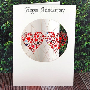 Happy Anniversary Card, Wedding Anniversary, Anniversary gift, For Her, For Him, Love Hearts, Made in the UK (K01-H-Ann)