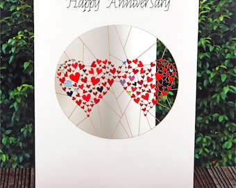 Happy Anniversary Card, Wedding Anniversary, Anniversary gift, For Her, For Him, Love Hearts, Made in the UK (K01-H-Ann)
