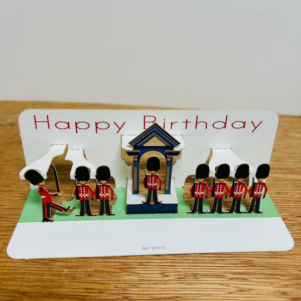 Mini Happy Birthday King's Guard Card, Kings Guard, Happy Birthday Card, Buckingham Palace, Kings Soldiers, Kings Guard Card, Mini pop up