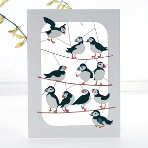 Tarjeta Puffin - En blanco - Tarjeta de cumpleaños, Tarjeta de pájaro, Tarjeta para ella, Tarjeta para él Hecho en el Reino Unido (PM-292)