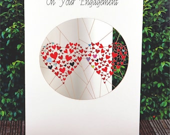 Engagement Card - " On your Engagement'' - Wedding Card - Card for her, Card for him - Love Heart- Made in the UK (K02-Engagement)