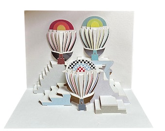 Hot Air Balloon Pop Up Card, Birthday Balloon, Happy Birthday, Happy Birthday Hot Air Balloon, Card for her, Card for him - Made in the UK