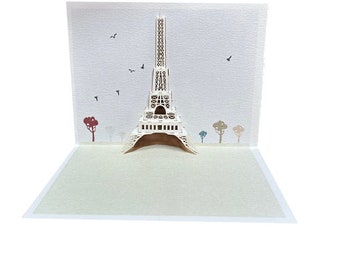 Eiffel Tower Pop Up Card, Paris, Happy Birthday, Birthday Eiffel Tower Card, Card for her, Card for him - Made in the UK