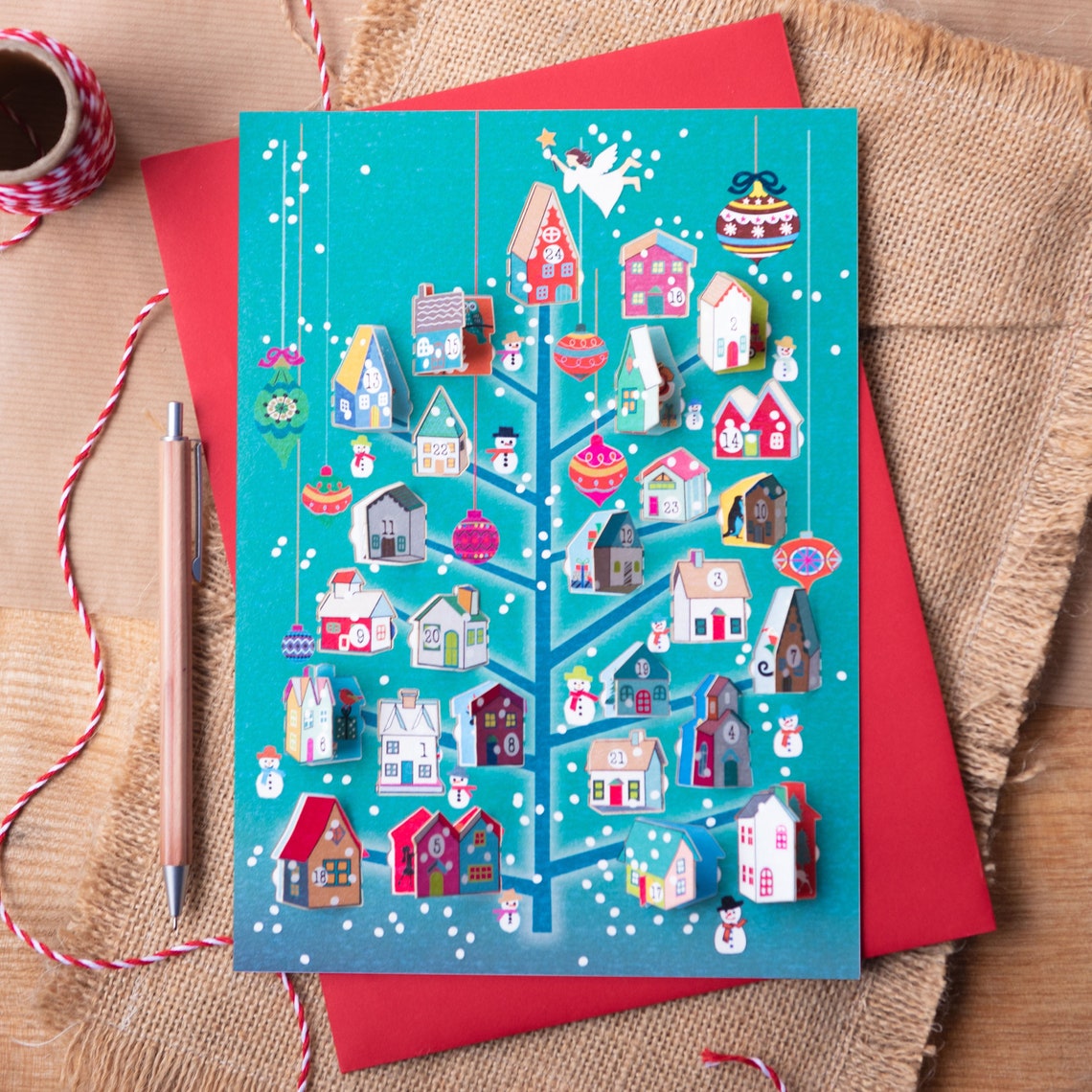 Advent Calendar Card Houses Unique Christmas Card 3D Etsy UK