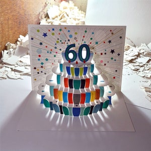 60th Birthday Pop Up Card, Age 60th Birthday Card, 60 age card, Card for her, Card for him - Made in the UK (P060)