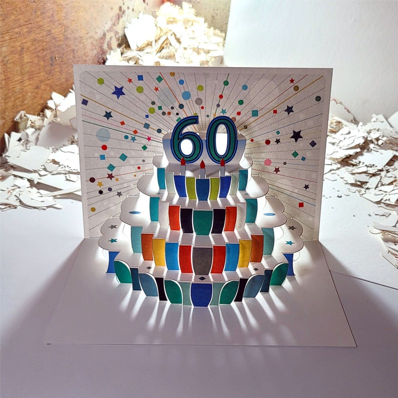 60th Birthday Pop Up Card, Age 60th Birthday Card, 60 age card, Card for her, Card for him Made in the UK P060 image 1
