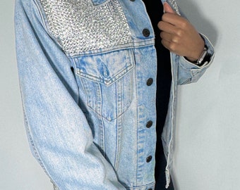 Vintage Levi’s jacket | bejeweled with AB rhinestones | custom Levi’s jacket with crystals |