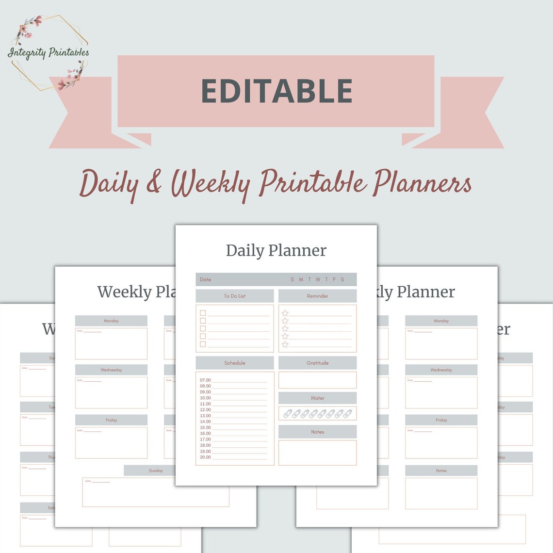 Daily Planner Printable Weekly Planner Printable Fillable - Etsy