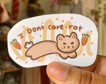 I Don't Carrot Bunny Sticker / Pegatina brillante impermeable / Laptop Water Bottle Phone Case Stickers / 2 in x 3 in