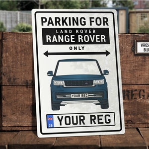 Range Rover Wall Sign | Parking Sign | Wall Art|  Multiple Colours | Custom Plate | Man Cave Shed Workshop | Waterproof | 200mm x 295mm