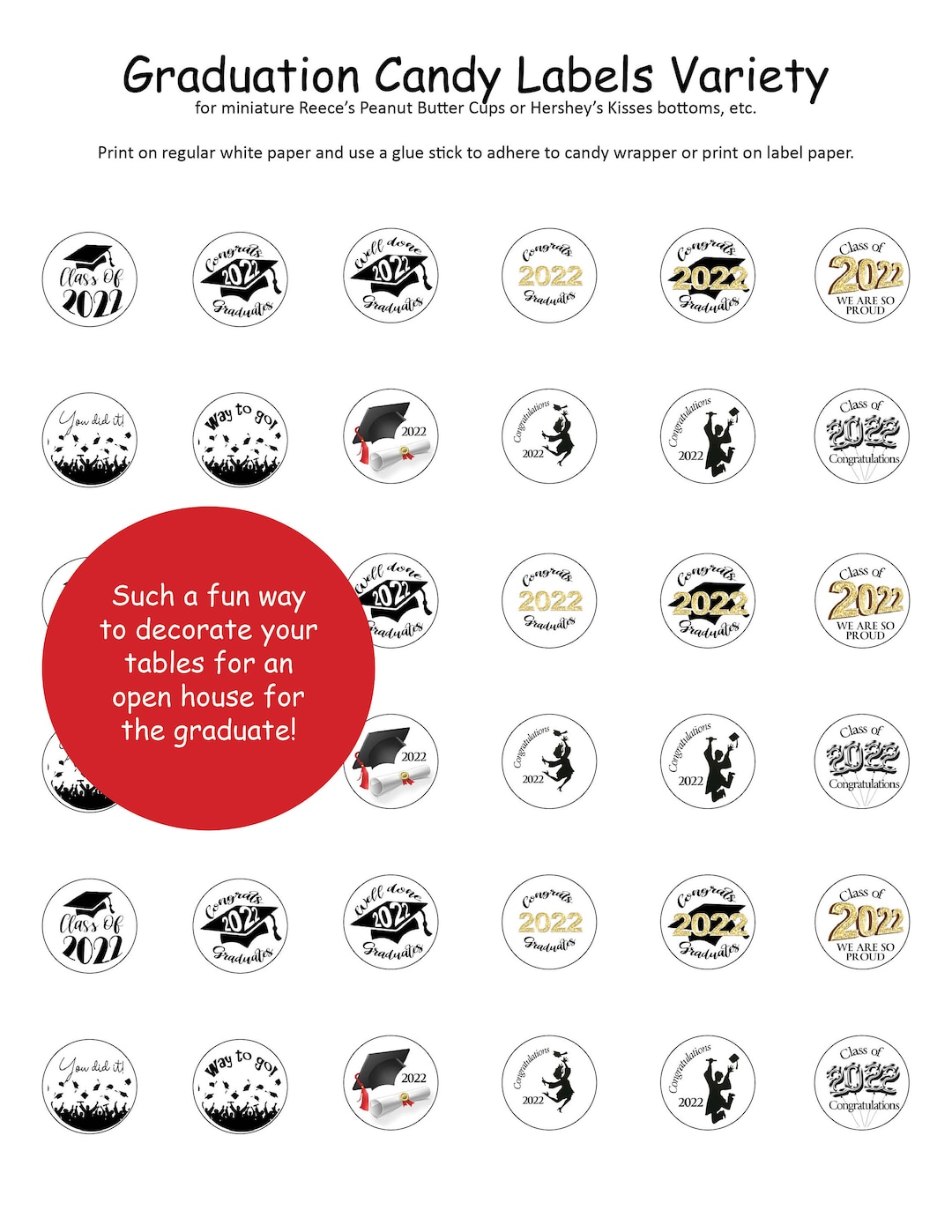 Circular Chocolate Candy Labels Etsy