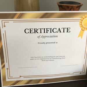 Certificate of Appreciation