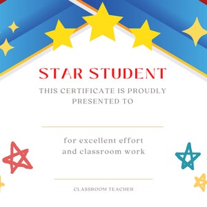 Star Student certificate
