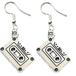 Cassette Tape Earrings, Silver Charm Earrings, Cute Earrings, Retro, Vintage Jewelry, 80s, 90s, gifts for women, gifts for teen girl, unique