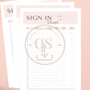 Reception Sign In Sheet