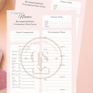 Consulting Recomendation Treatment or  Service Plan Template for MedSpa/Day Spa -