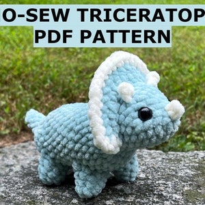 No-Sew Triceratops Crochet Amigurumi PDF Pattern