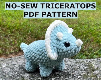 No-Sew Triceratops Crochet Amigurumi PDF Pattern