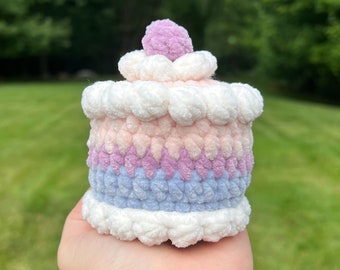 Bi Flag Cake Handmade Crochet Amigurumi, Cute Pride Cake Plushies, Crocheted Cake Gift, Bi Pride Cake