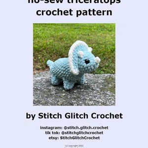 No-Sew Triceratops Crochet Amigurumi PDF Pattern image 2