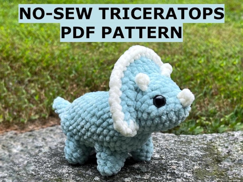 No-Sew Triceratops Crochet Amigurumi PDF Pattern image 1