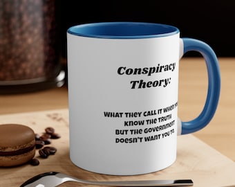 Teoria da conspiração, caneca, presente para conservador, presente republicano, sátira política, sarcástico, dia dos pais, encobrimento do governo, caneca de café