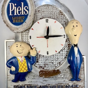 1959年Piels Beerピールズビール★バート＆ハリービンテージ壁掛け時計 Piels Beer Sign - Etsy