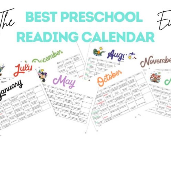 Preschool Reading Activity Calendar | Printable | Instant Download | Early Reader Unit Study |US Letter PDF