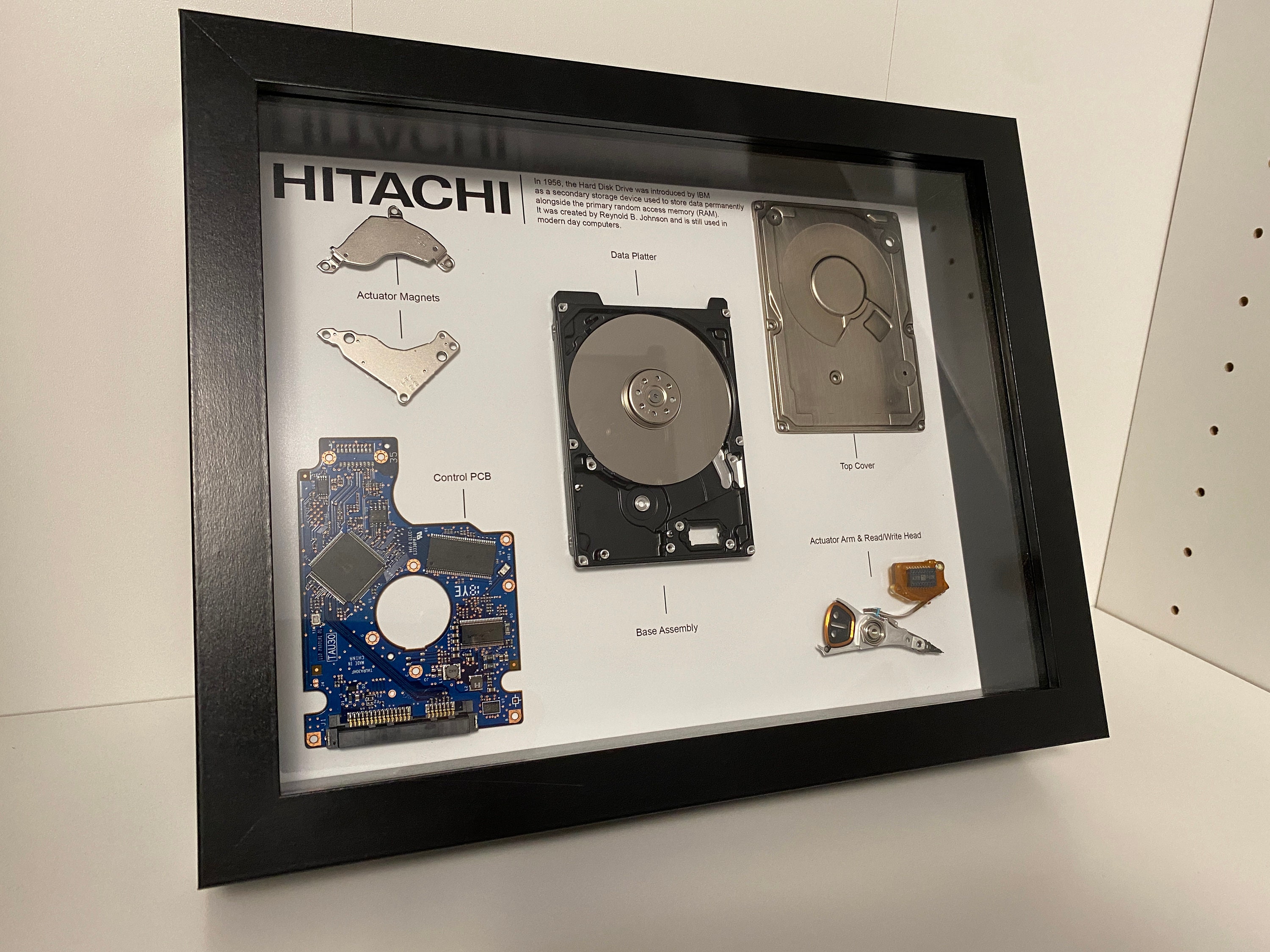 Disassembled Hard Disk Drive W/ Frame, Framed Hard Disk Drive, Teardown
