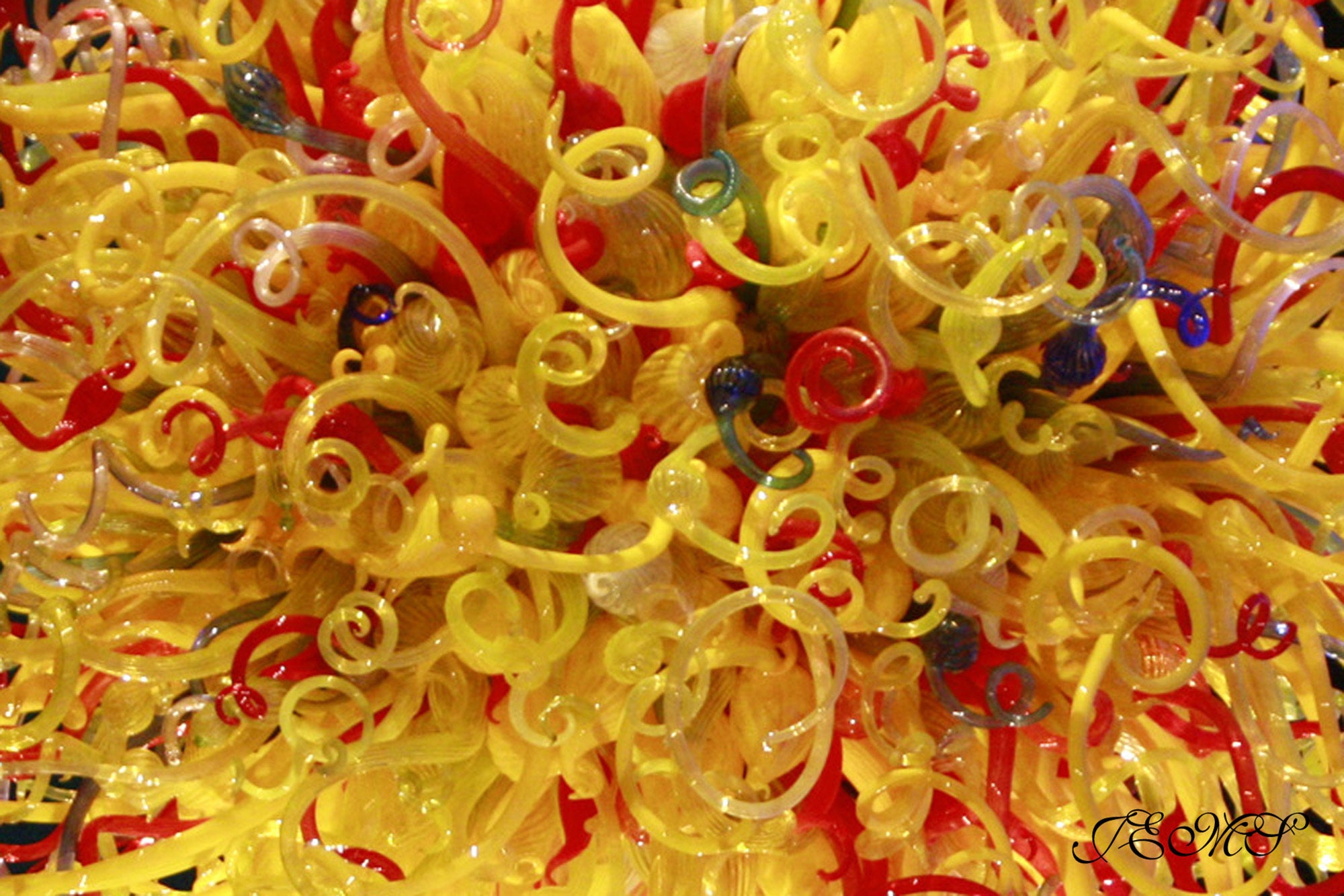 Chihuly Colorful Hand Blown Glass Sun Sculpture