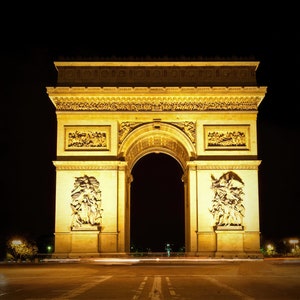 Paris L ’Arc De Triomphe At Night with Golden Glow