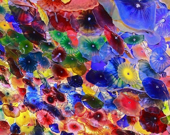 Chihuly Colorful Hand Blown Glass Flowers Ceiling