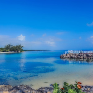 Dreamy Caribbean Tropical sea shore, Beautiful Runaway Bay, Jamaica Caribbean Sea