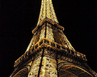 Paris Eiffel Tower Golden cross at Night with Twinkle