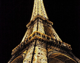 Paris Eiffel Tower Golden cross at Night with Twinkle