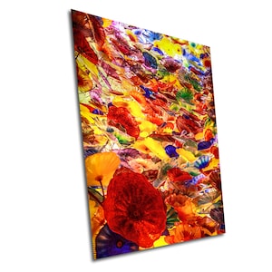 Chihuly Kleurrijk handgeblazen glazen plafond Rood en geel Verticale muurkunst Canvas Metaal Acryl Premium print