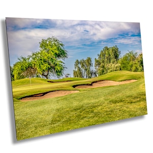 Arte de pared del campo de golf del desierto - Fotografía: Captura de paisajes de golf escénicos Impresión para decoración del hogar Lienzo/ Impresión premium/Acrílico/Metal