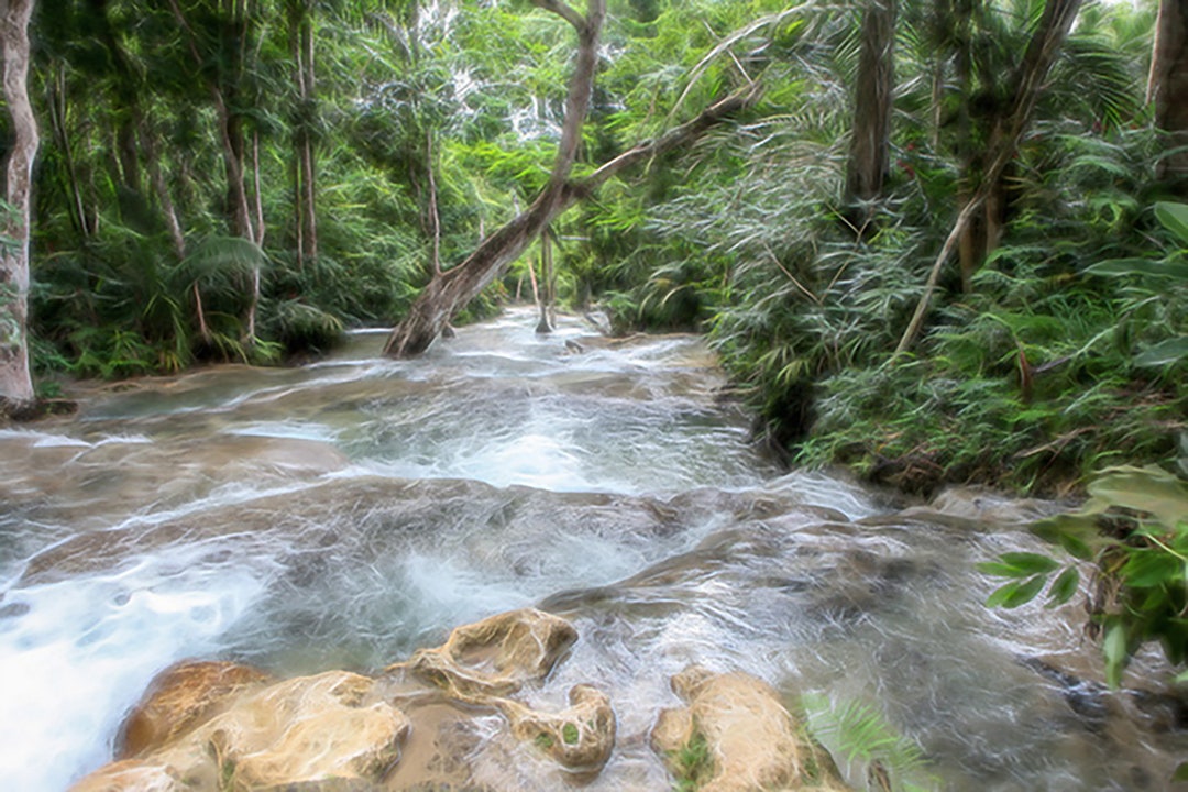 Dunn's Water Fall Smooth Down Flow, Ocho Rios St Ann, Jamaica Caribbean