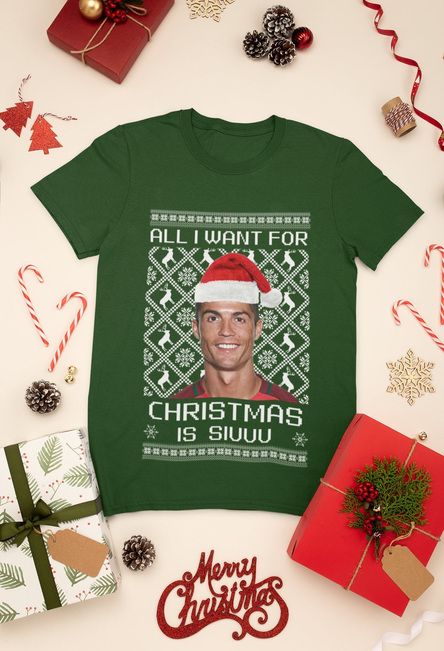 Discover Funny Cristiano Ronaldo Christmas T Shirt