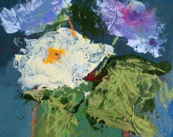 An Original floral still life painting, "Nosegay" is matted and ready to frame.