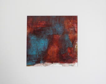 A small experimental Mono-print,matted and ready to frame.